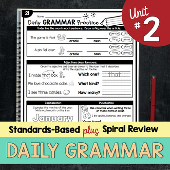 Preview of Daily Grammar Worksheets 1st grade Independent Work Packet Digital Virtual