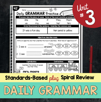 Preview of Daily Grammar Review Worksheets Independent Morning Work - Contractions Pronouns