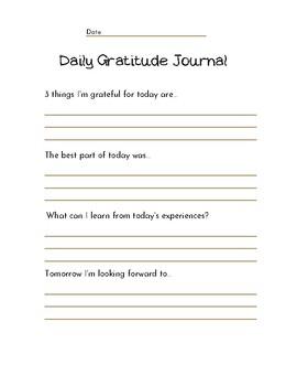 Daily Gratitude Journal Page by Angela Schroeder | TPT