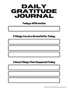 Daily Gratitude Journal Template- Practicing Mindfulness I Kindness I ...