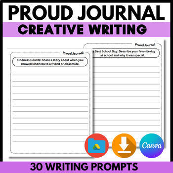 Preview of My Proud Cloud Journal for Self Reflection & Confidence: 30 Writing Prompts
