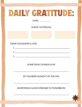 Preview of Daily Gratitude Reflection PDF for high school students FREE Thanksgiving