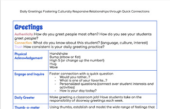 Preview of Daily Greetings Resource: Greetings, Names, Home Languages, & Family Bridge