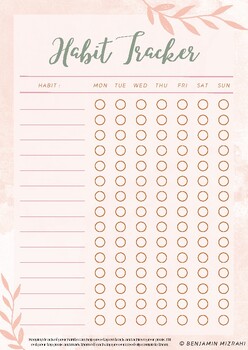 Preview of Daily Habit Tracker Printable, Goal Planner, Simple Tasks Planner, Daily Routine