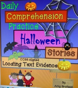 Preview of Daily Halloween Stories Locating Text Evidence Comprehension Practice