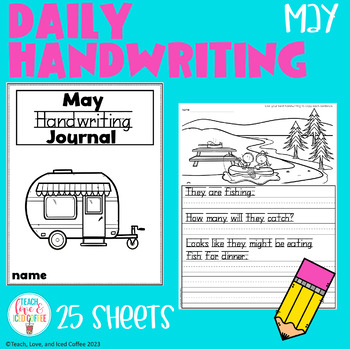 Whole Year Themed Daily Handwriting Practice Worksheets with Daily