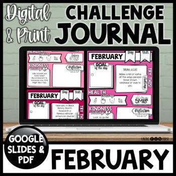 Preview of Kindness Health and Wellness Daily Journal | FEBRUARY | Mindfulness Journal