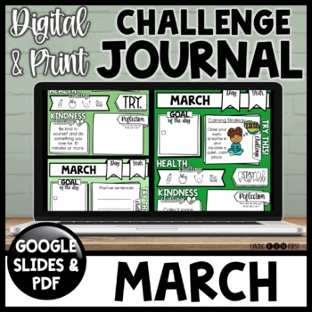 Preview of Health and Wellness Daily Journal | MARCH Journal | Daily Mindfulness Journal
