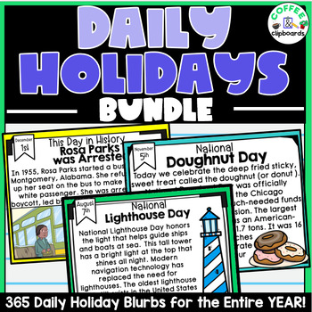 Preview of National Holidays BUNDLE  - 365 Daily National Holiday Conversation Starters