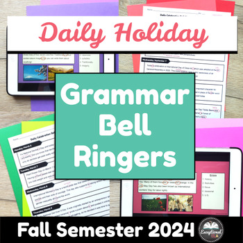 Preview of Daily Holiday Grammar Bell Ringers Fall Semester 2024 Bundle - Morning Work