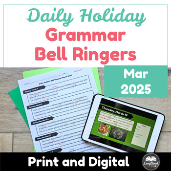 Preview of Daily Holiday Grammar Bell Ringers March 2025 - Morning Work - Warm Ups