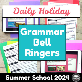 Preview of Daily Holiday Grammar Bell Ringers Summer School 2024 - Morning Work - Exercises