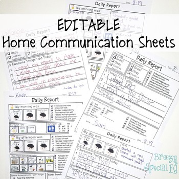 Daily Home Communication Sheets for Special Education Students