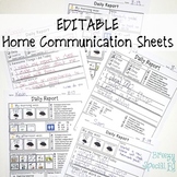 Editable Daily Home Communication Sheets for Special Education Students