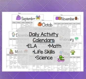 Preview of Daily Home/School Connection  Activity Calendars 2023-2024