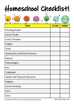 Preview of Daily Homeschool Checklist with Australian Subject Categories!