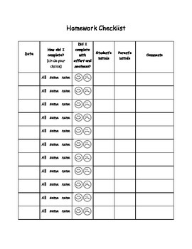 Preview of Daily Homework Log / Checklist