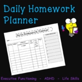 Daily Homework Planner for Executive Functioning and ADHD