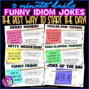 Preview of Daily Idiom Joke of the Day Morning Meeting [1 YEAR]