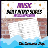 Daily Intro Worksheet Matrix for Band and Choir Bell Ringer