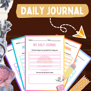 Daily Journal - My Daily Feelings, Writing Prompt, Gratitude, Printables