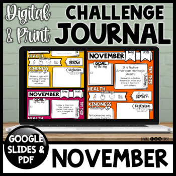 Preview of Daily Mindfulness Journal | NOVEMBER Journal | Health and Wellness Daily Journal