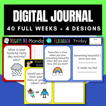 Preview of Daily Journal Prompts For the Whole Year | Google Slides and PDF | No Prep