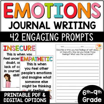 Preview of Daily Journal Prompts Morning Work Emotions | Feelings Posters w/ Writing Prompt