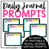 Daily Journal Prompts | Print & Digital Writing Activities | Google Slides