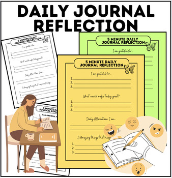 Preview of Daily Journal Reflection 5 Min | Daily Affirmations | Social Emotional Learning