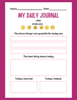 Preview of Daily Journal Sheet