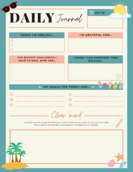 Daily Journal- Summer Edition by Cultivate Happiness Counselors Shop