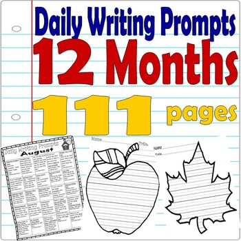 Preview of Monthly Daily Journal Writing Prompts BUNDLE 1 Year 12 Months NO PREP 300 prmpts