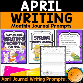 Preview of April, Spring & Easter Daily Writing Prompts Monthly Journal Primary Lined Paper