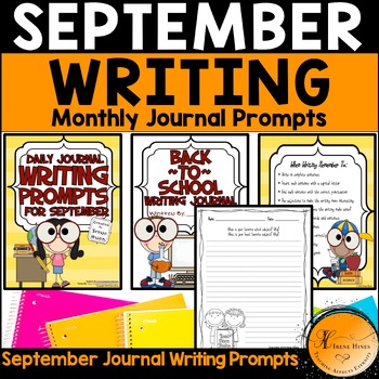 Preview of September Back To School Daily Writing Prompts Monthly Journal Primary Paper