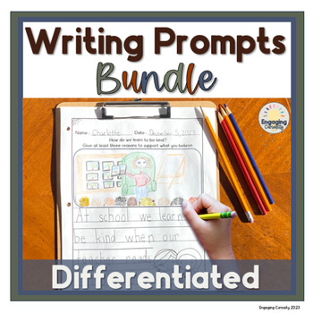 Preview of Differentiated Year Long Writing Journal Bundle, K, 1st & 2nd, Writing Checklist