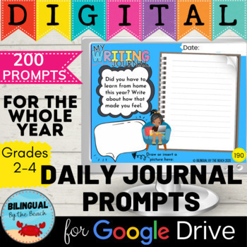 Preview of Daily Journal Writing Prompts | Google Drive™ | 200 DIGITAL Slides