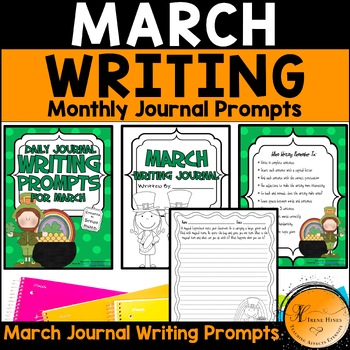 Preview of March and Spring Daily Writing Prompts Monthly Journal Primary Lined Paper