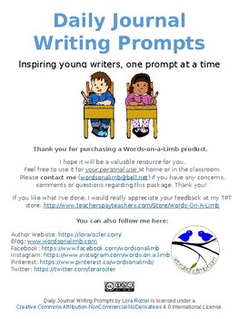Preview of Daily Journal Writing Prompts - Package 1
