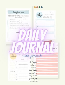 Preview of Daily Journal with Prompts, Thought Journaling, Habits, negative thoughts.