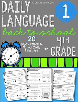Preview of Daily Language 1 (Back to School) Fourth Grade