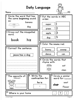 Daily Language by Lory Evans - Lory's 2nd Grade Skills | TPT