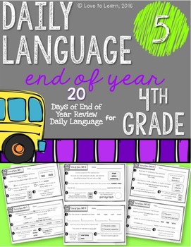 Preview of Daily Language 5 (End of Year Review) Fourth Grade