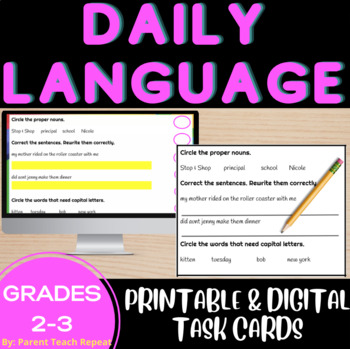 Preview of Daily Language Grammar Worksheets | Bell Ringers | Morning Work