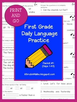 Preview of Daily Language Practice-Common Core Aligned- Morning Work-Packet 1-Bell Ringer