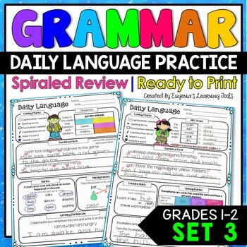 Preview of Daily Language Practice Grammar Review Set 3 | Spiraled Language Worksheets