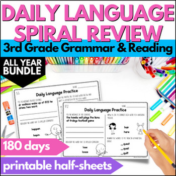 Preview of Daily Language Review - 3rd Grade All Year Long Bell Ringers - ELA Spiral Review
