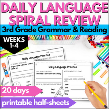 Preview of Daily Language Review - 3rd Grade Morning Work - Spiral Review Bell Ringers 1-4