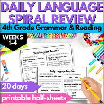 Preview of Daily Language Review - 4th Grade Morning Work - Spiral Review Bell Ringers 1-4