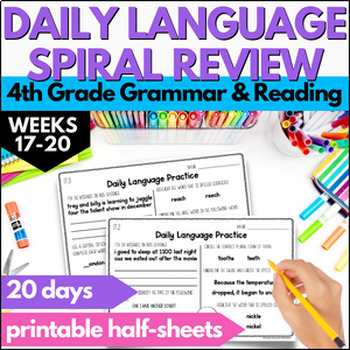 Preview of Daily Language Review - 4th Grade Morning Work - Spiral Review Bell Work 17-20
